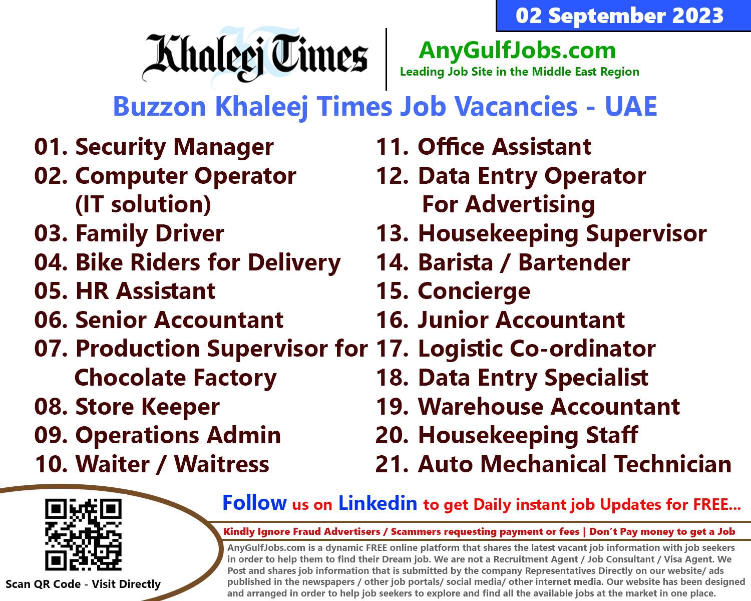 Buzzon Khaleej Times Classifieds News Paper Jobs | UAE - 02 September 2023 | Buzzon Khaleej Times