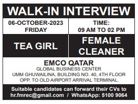 7 3 Gulf Times Classified Jobs - 04 October 2023