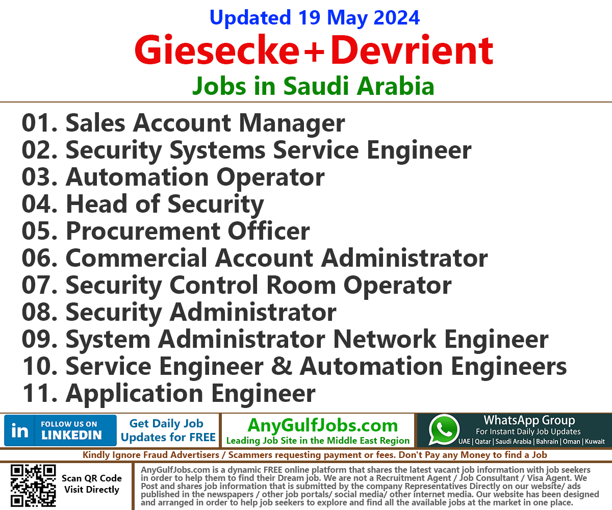 Giesecke+Devrient Jobs in Saudi Arabia
