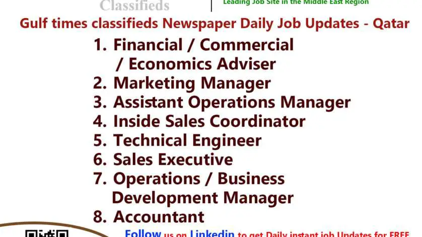 Gulf times classifieds Job Vacancies Qatar - 12 October 2023