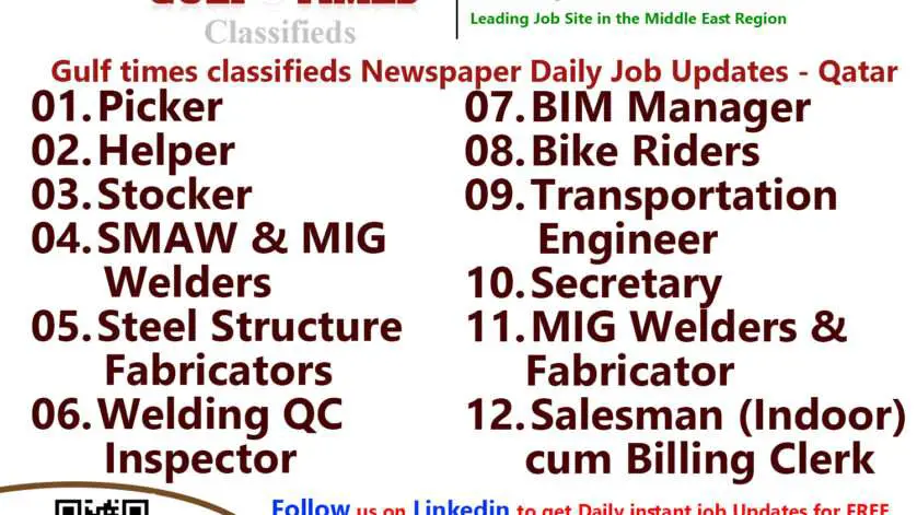 Gulf times classifieds Job Vacancies Qatar - 19 October 2023