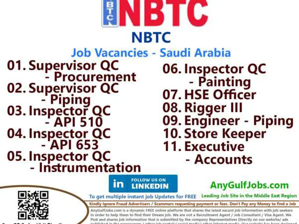 List of NBTC Jobs - Saudi Arabia