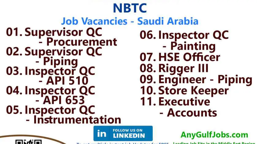 List of NBTC Jobs - Saudi Arabia