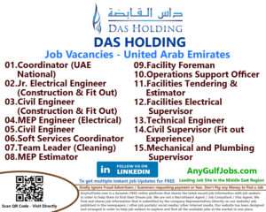 List of DAS HOLDING Jobs - United Arab Emirates