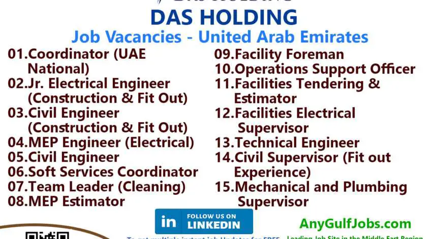 List of DAS HOLDING Jobs - United Arab Emirates