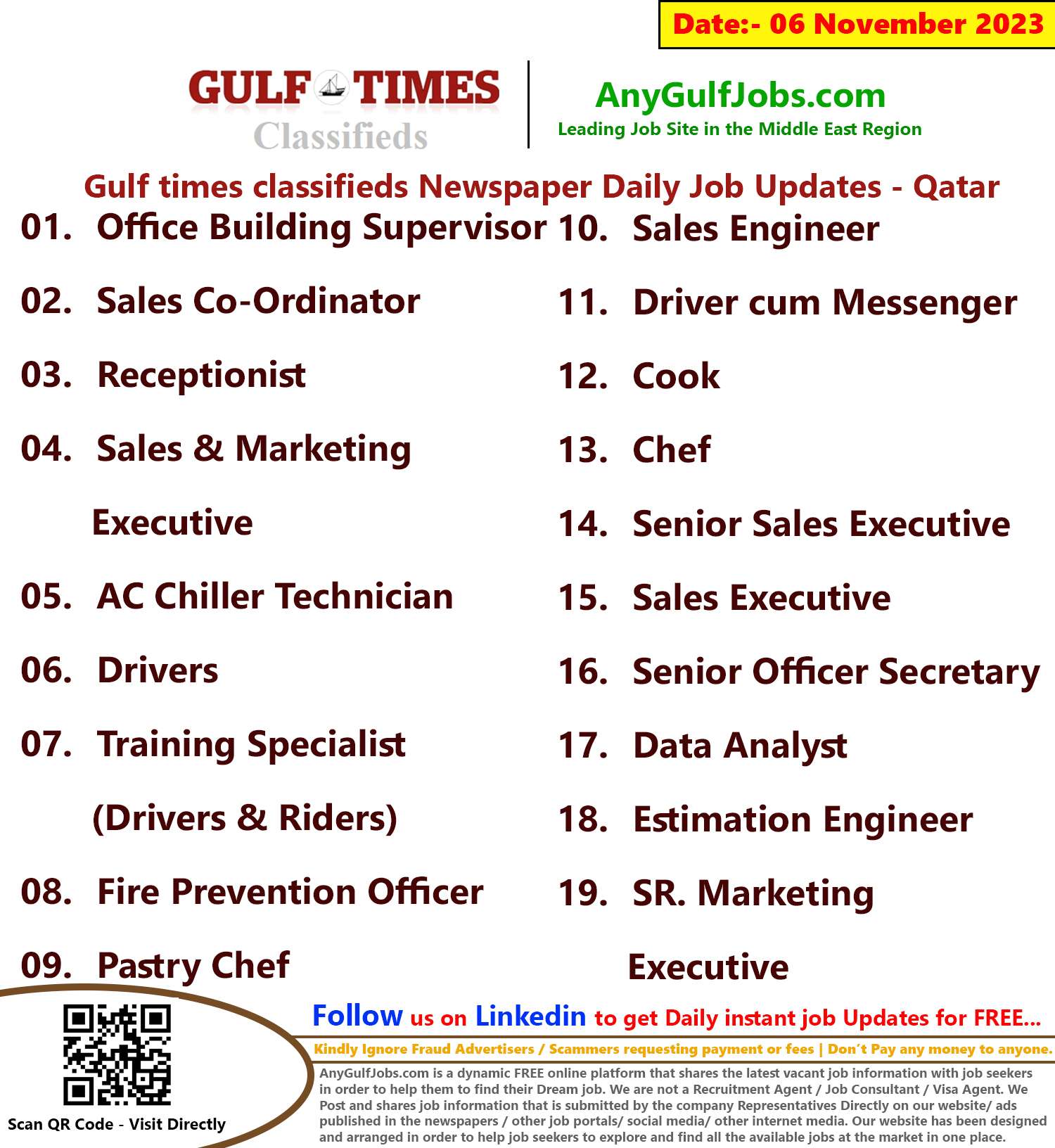 Gulf times classifieds Job Vacancies Qatar - 06 November 2023