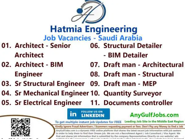 List of Hatmia Engineering Jobs - Saudi Arabia