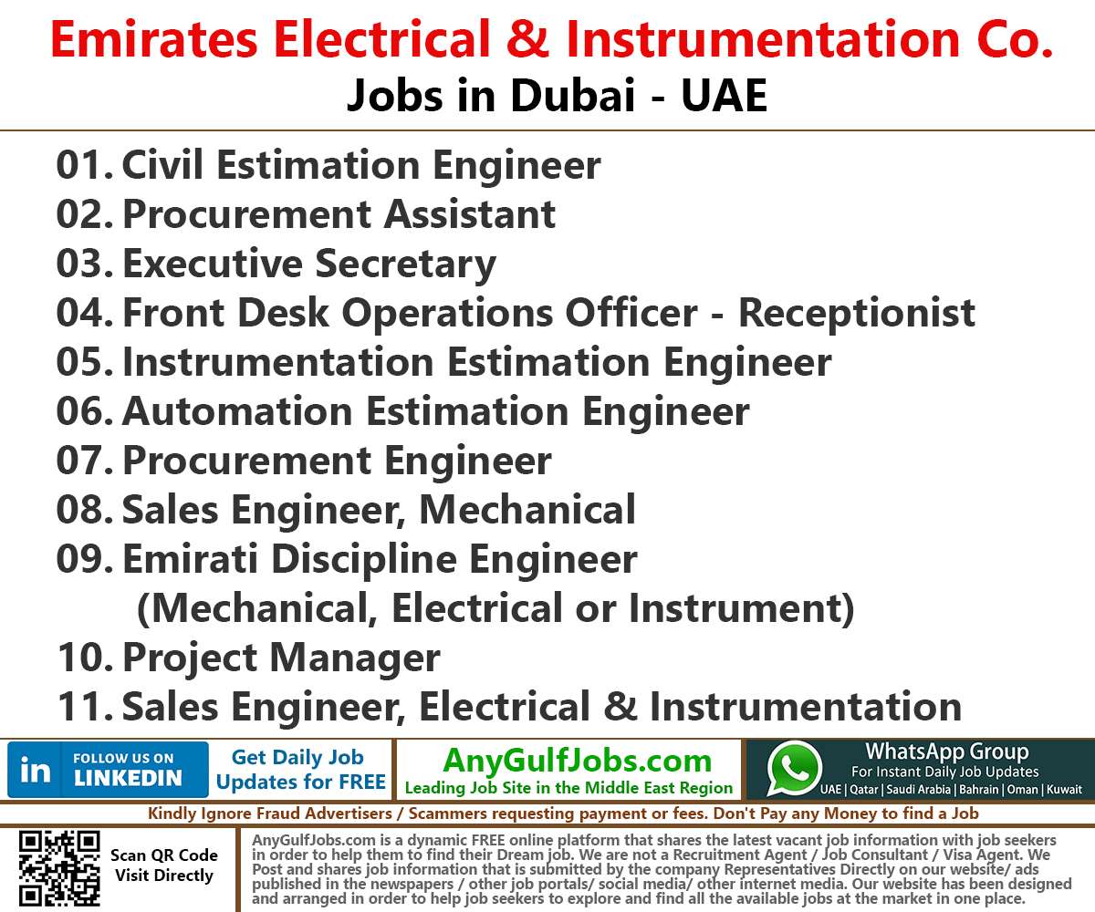 Emirates Electrical & Instrumentation Company Jobs Careers Dubai
