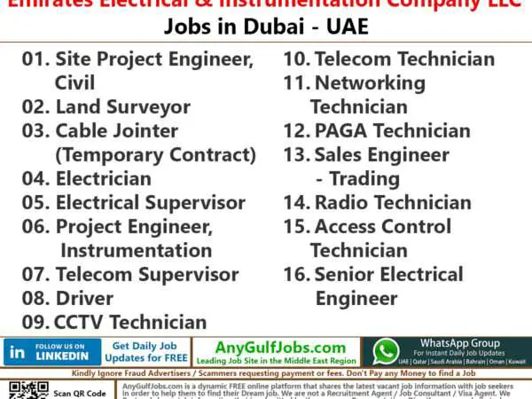 Emirates Electrical & Instrumentation Company LLC Jobs | Careers - United Arab Emirates