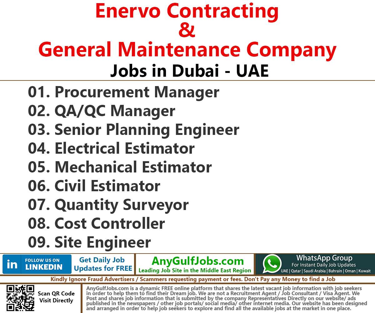 Enervo Contracting & General Maintenance Company Jobs | Careers - Dubai - UAE