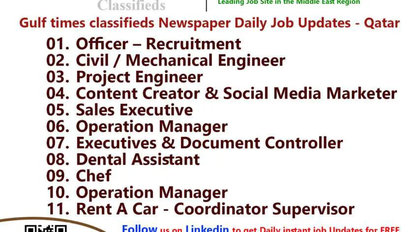 Gulf Times Classifieds Job Vacancies Qatar - 07 December 2023