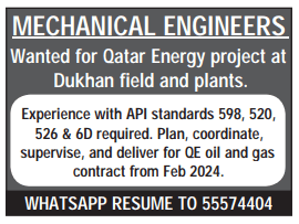 9 5 Gulf Times Classified Jobs - 14 January 2024