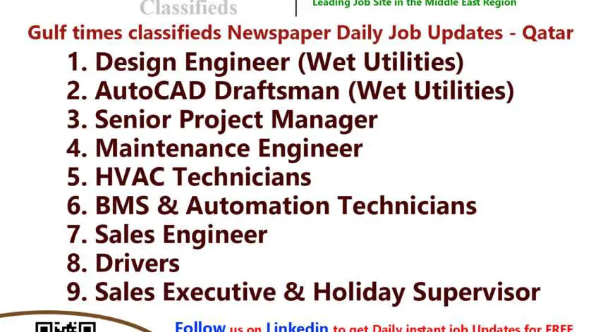 Gulf Times Classifieds Job Vacancies Qatar - 02 January 2024