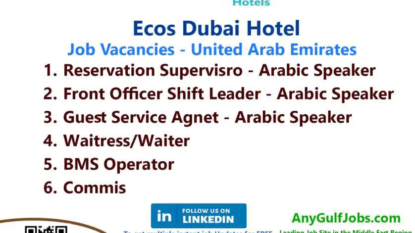 List of Ecos Dubai Hotel Jobs - United Arab Emirates