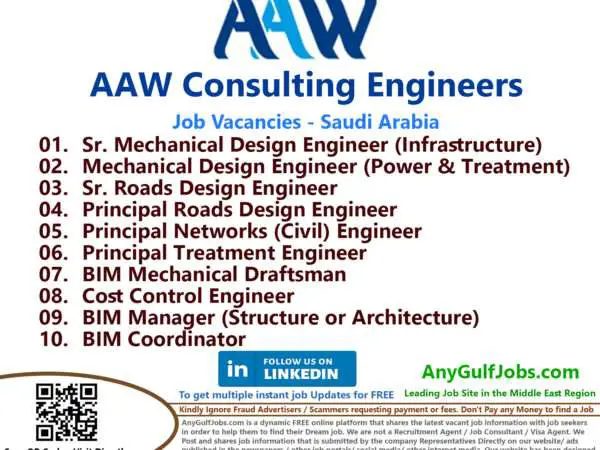 List of AAW Consulting Engineers Jobs - Saudi Arabia