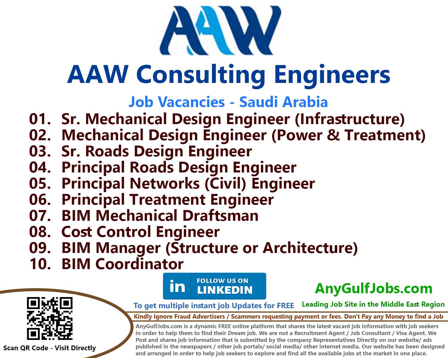 List of AAW Consulting Engineers Jobs - Saudi Arabia
