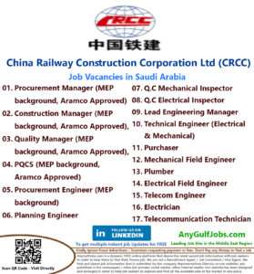 List of China Railway Construction Corporation Ltd (CRCC) Jobs - Saudi Arabia