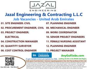List of Jazal Engineering & Contracting L.L.C Jobs - United Arab Emirates
