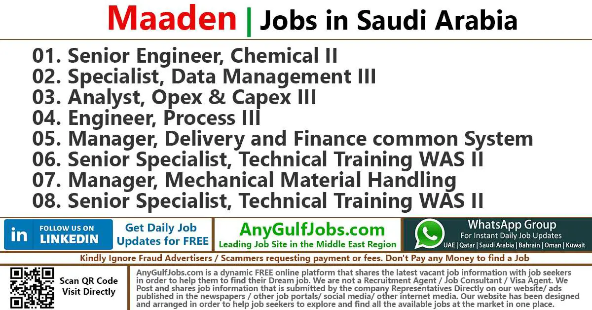 Maaden Jobs in Saudi Arabia
