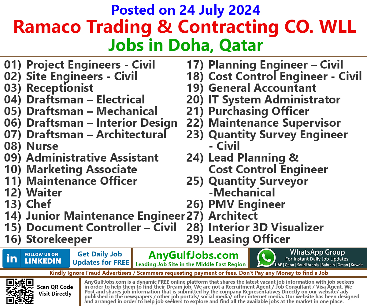 Ramaco Trading & Contracting CO. WLL Jobs in Doha, Qatar