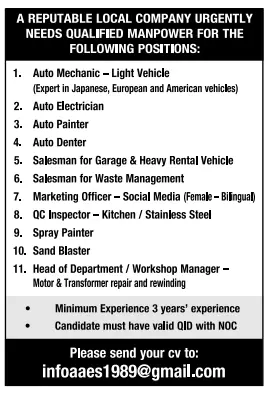 1 7 Gulf Times Classified Jobs - 14 April 2024