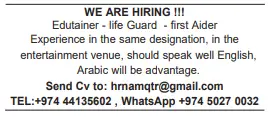 4 8 Gulf Times Classified Jobs - 16 April 2024