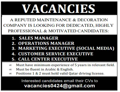 6 12 Gulf Times Classified Jobs - 28 April 2024