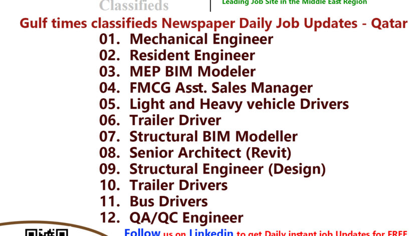 Gulf Times Classifieds Job Vacancies Qatar - 17 April 2024