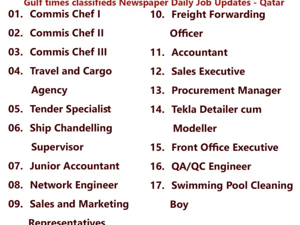 Gulf Times Classifieds Job Vacancies Qatar - 23 April 2024
