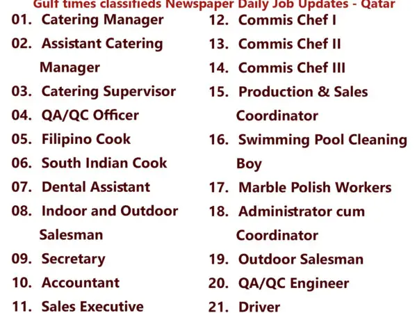 Gulf Times Classifieds Job Vacancies Qatar - 25 April 2024
