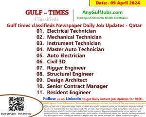 Gulf Times Classifieds Job Vacancies Qatar - 09 April 2024