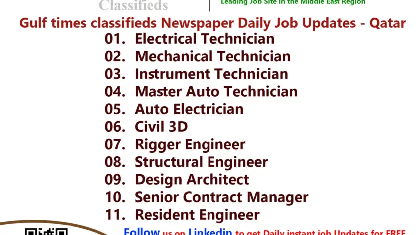 Gulf Times Classifieds Job Vacancies Qatar - 09 April 2024