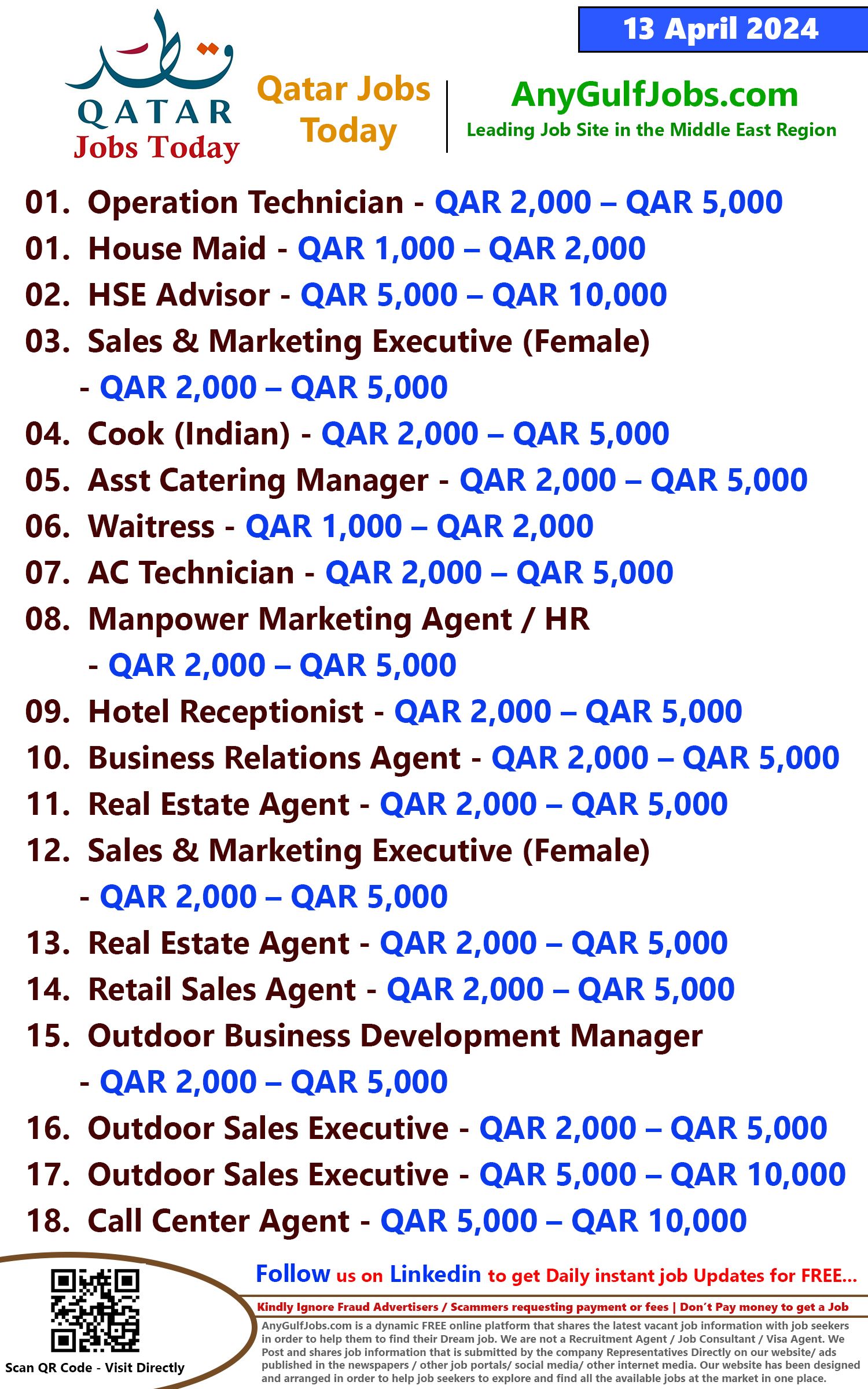 Qatar Jobs Today - 13 April 2024