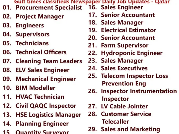 Gulf Times Classifieds Job Vacancies Qatar - 12 May 2024