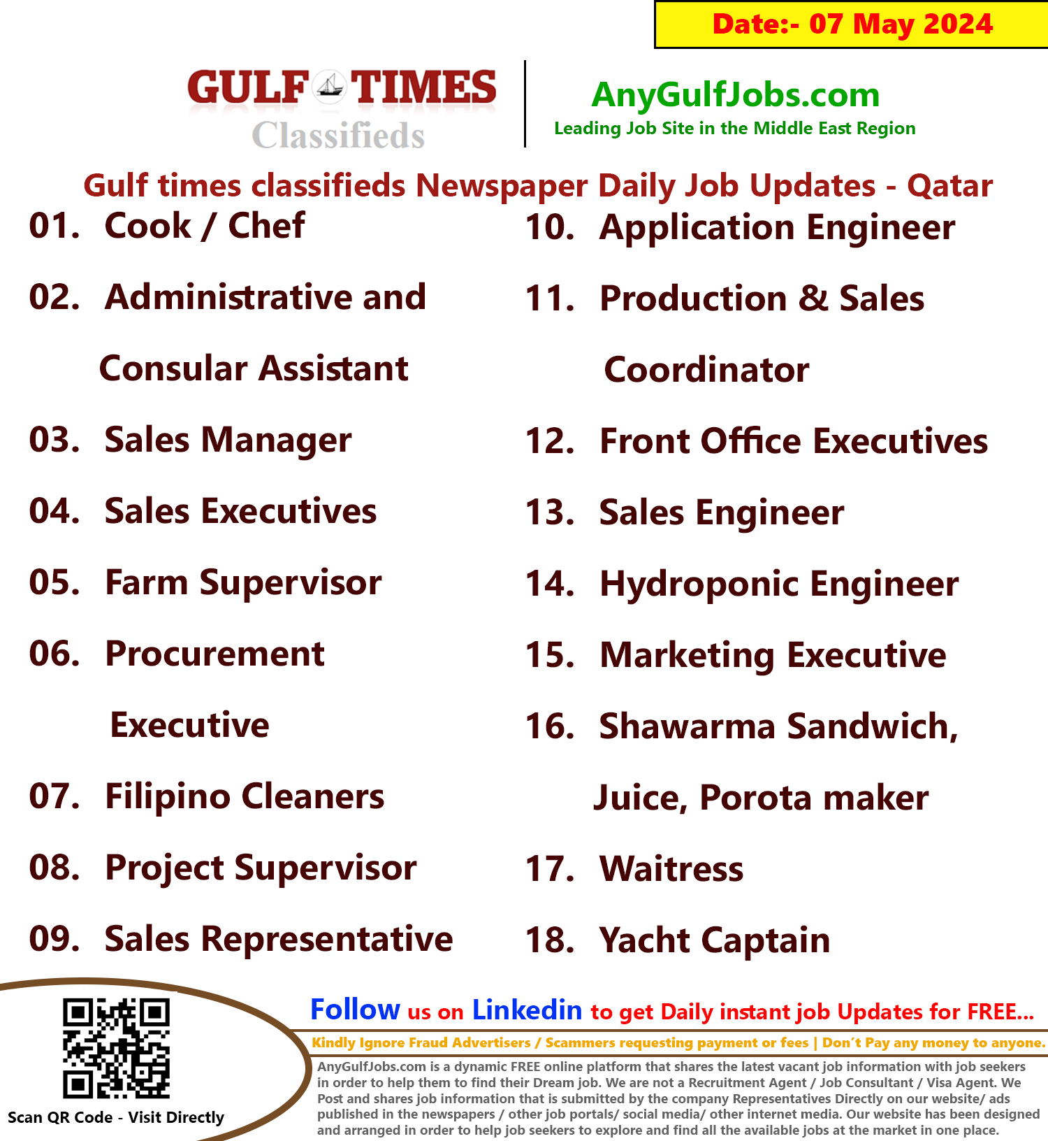 Gulf Times Classifieds Job Vacancies Qatar - 07 May 2024