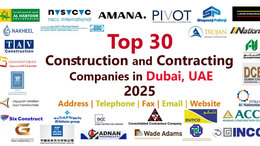 Top 30 Construction and Contracting Companies in Dubai - UAE
