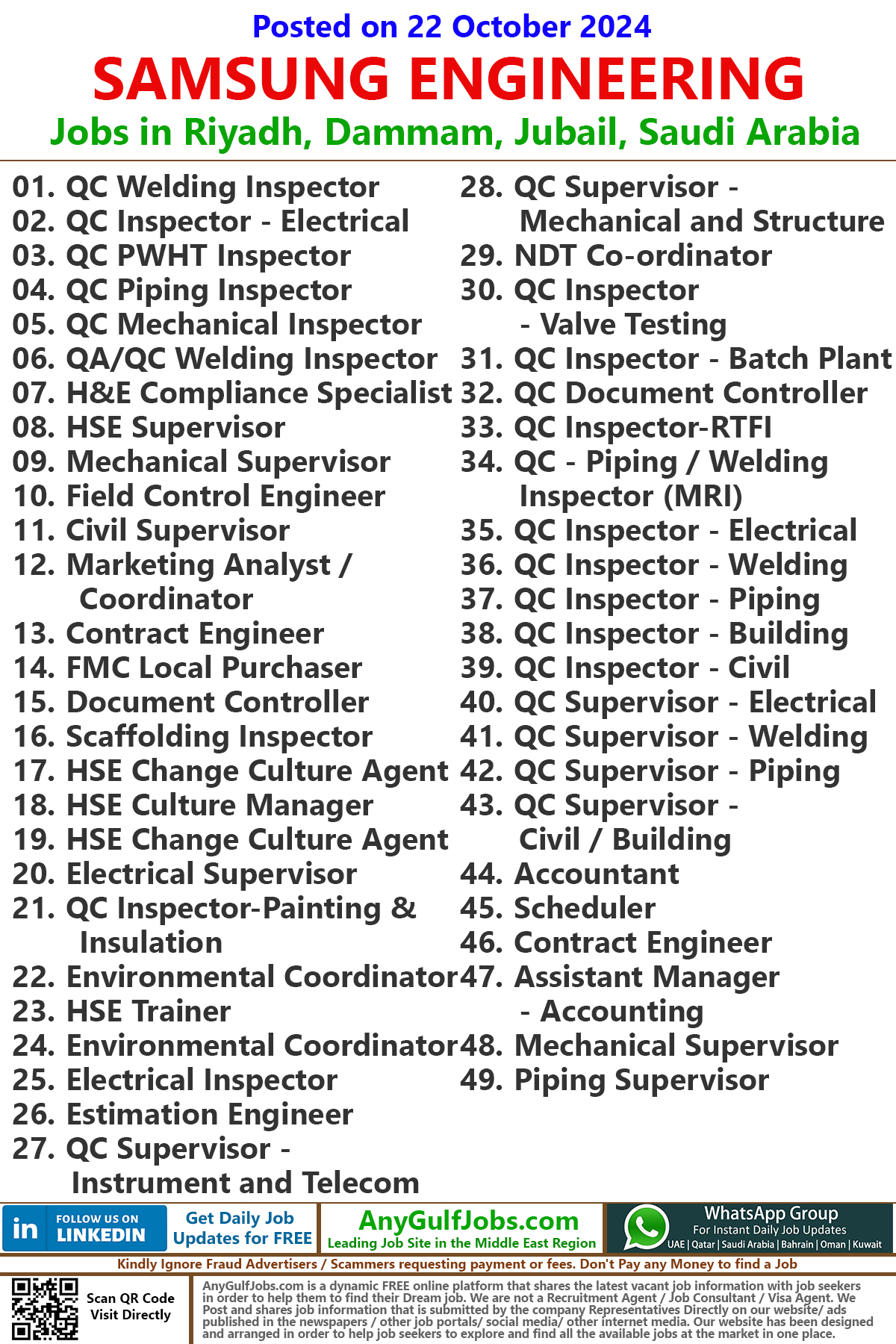 SAMSUNG ENGINEERING Jobs in Saudi Arabia