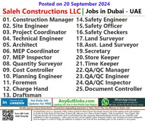 Saleh Constructions LLC Jobs | Careers - Dubai - UAE