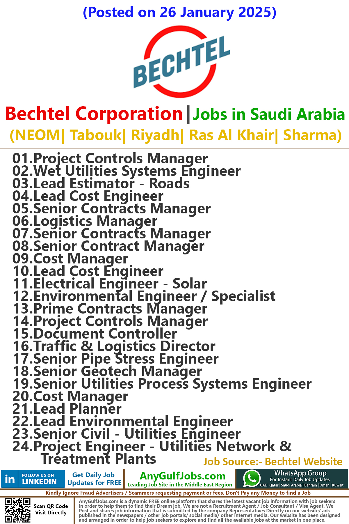 Bechtel Corporation Jobs in Saudi Arabia (NEOM Tabouk Riyadh Ras Al Khair Sharma)