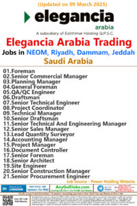 Elegancia Arabia Trading Jobs | Careers - NEOM, Riyadh - Saudi Arabia