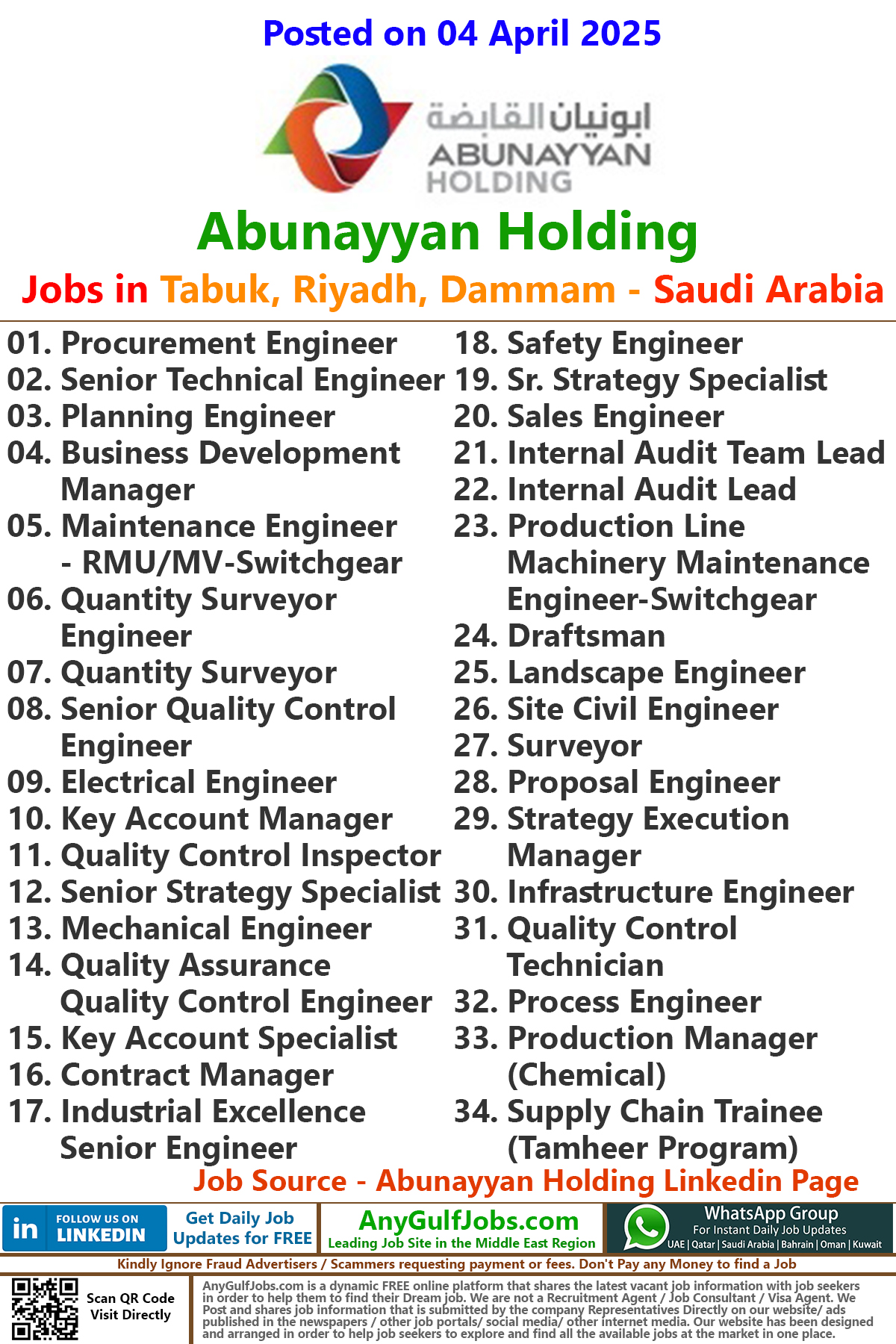 Abunayyan Holding Jobs in Saudi Arabia