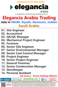 Elegancia Arabia Trading Jobs | Careers - NEOM, Riyadh - Saudi Arabia