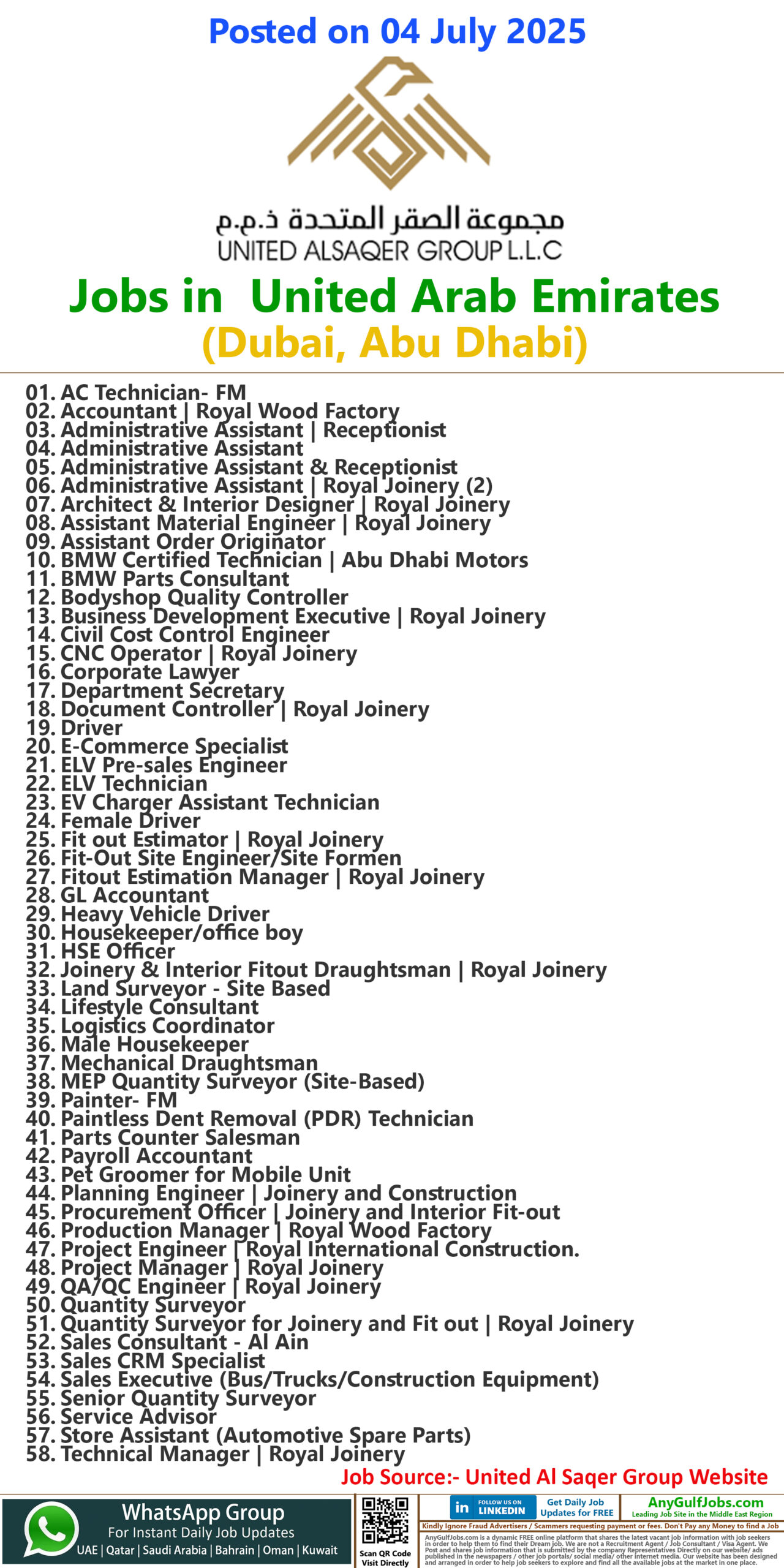 United Al Saqer Group Jobs | Careers - Dubai, UAE