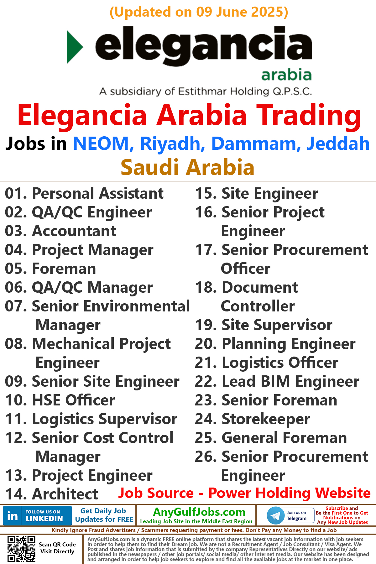 Elegancia Arabia Trading Jobs | Careers - NEOM, Riyadh - Saudi Arabia
