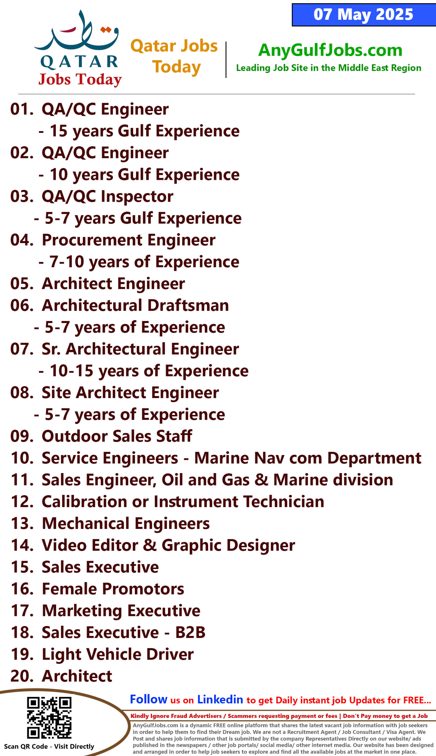 Qatar Jobs Today - 07 May 2025