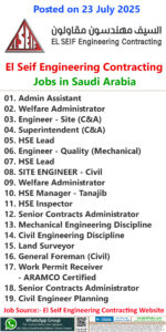 El Seif Engineering Contracting Jobs | Careers - Saudi Arabia