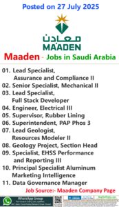Maaden Jobs | Careers - Saudi Arabia