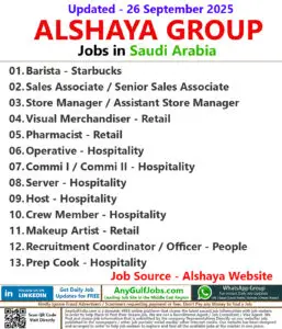 Alshaya Group Job Vacancies - Kingdom of Saudi Arabia (KSA)