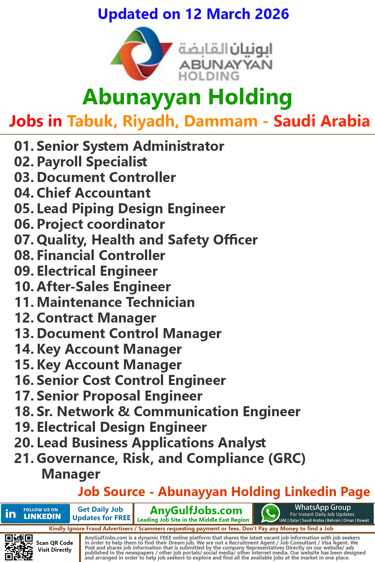 Abunayyan Holding Jobs in Saudi Arabia